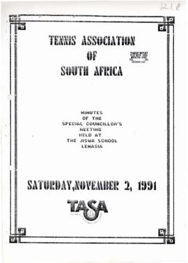 Minutes of the Special Councillor's Meeting, Lenasia, 2 November, 1991