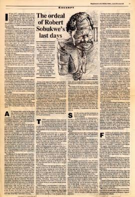Benjamin Pogrund: Weekly Mail: The ordeal of Robert Sobukwe's last days, passage from book's fina...