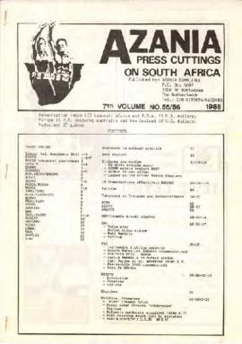 Azania Committee: Azania Press Cuttings 7th Volume No 55/56 1988