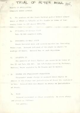 Record of proceedings: Court Martial of Peter Moll