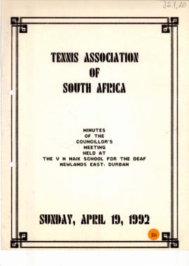 Minutes of the Councillor's Meeting, Durban, 19 April, 1992