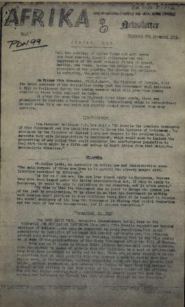 Afrika, No.5, 4 December 1952 (missing)