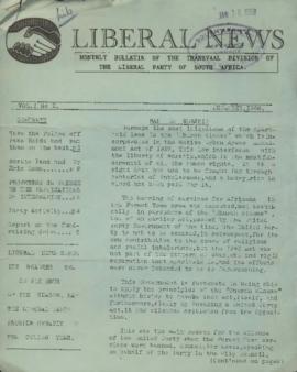 Liberal News: Transvaal division of the Liberal Party, Volume 1, Number 2