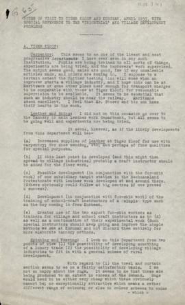 Notes on visit to the School, April 1935, and Interim Report