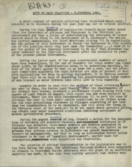 Note on Race Relations in Northern Rhodesia in 1945