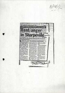Article (Sowetan) re rent in Sharpeville