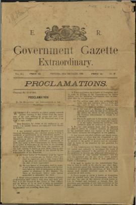 Government Gazette Extraordinary' 11 December 1901, concerning the issue of passes
