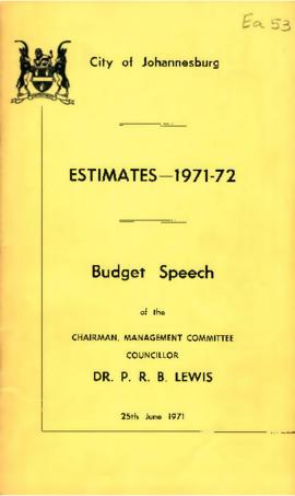 Estimates 1971-1972: budget speech by P.R.B. Lewis