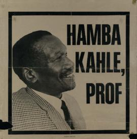 Poster: "HAMBA KAHLE, PROF" (Translation: "Go well, Prof") printed by Caxton ...