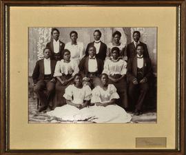 Dance and choir group started by Plaatje in Mafeking, c 1901-1906. Back row, second from left: Em...