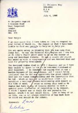 Eulalie Stott: Letter to B Pogrund, London