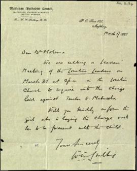 Letter addressed "Dear S Molema"