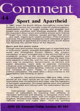 Comment: Sport and apartheid, information booklet