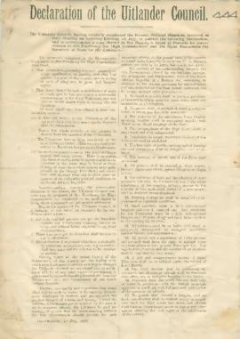 Declaration of the Uitlander Council 1899