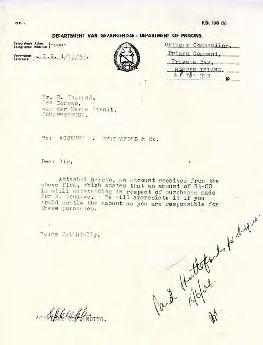 Officer Commanding, Robben Island: Letter to B Pogrund from Officer Commanding, Robben Island