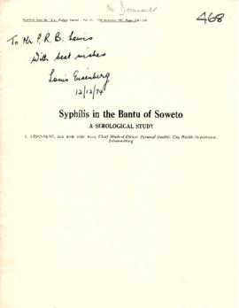 Syphilis in the Bantu of Soweto - Eisenberg