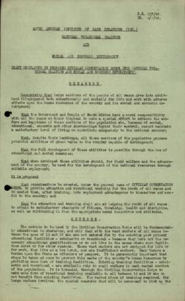 Draft Proposal for 'Civilian Conservation Corps for Non-Europeans' 