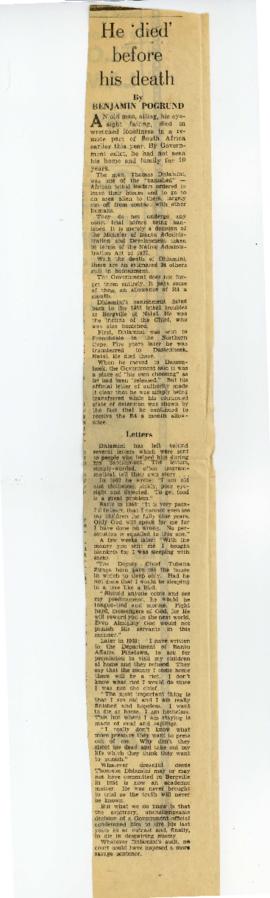 Newspaper clips, South Africa general