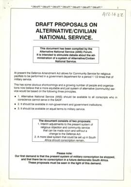 Draft proposal on alternative/civilian national service