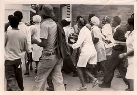 Outside court during the trial of I. Seanego(sp?) in Pietersburg.