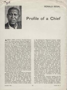 Profile of a Chief, by Ronald Segal, Views, No.2