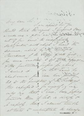 Letter, 1842 (watermark) to "My dear Sir", 6 pages, writing of his early religious beli...