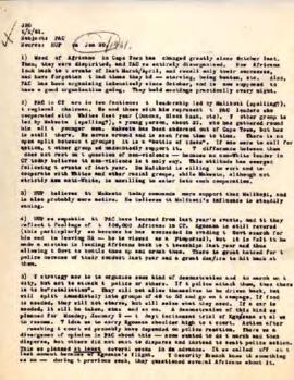 Benjamin Pogrund: Typed notes; Subject: PAC, Source: HUP on 20 January 1961