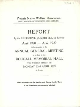 Pretoria Native Welfare Association Annual Reports