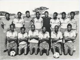 Soccer club in the former Homeland Bophuthatswana, including team photo with the director of the ...