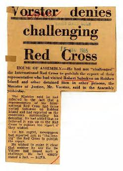 The Star, House of Assembly: Rand Daily Mail: Vorster denies challenging Red Cross