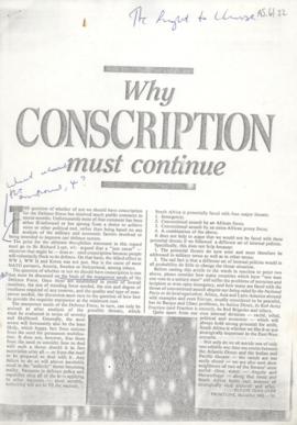 "Why Conscription Must Continue