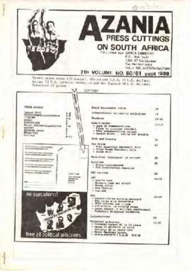 Azania Committee: Azania Press Cuttings 7th Volume No 60/61 September 1988