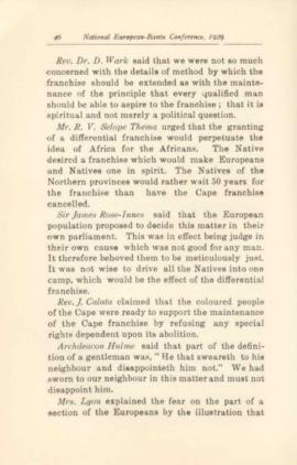 Report of the National European-Bantu Conference, Cape Town 