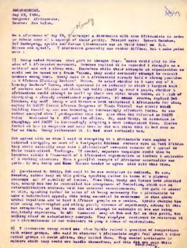 Benjamin Pogrund: Typed notes; Subject: Africanists, Source: see text