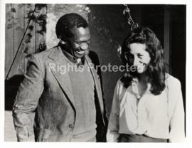Robert Sobukwe at the Pogrund's home in Parktown North, together with Benjamin and Anne Pogrund a...