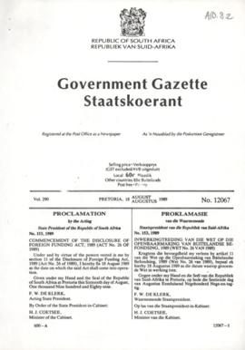 Government gazette no. 12067 relating to fund raising act