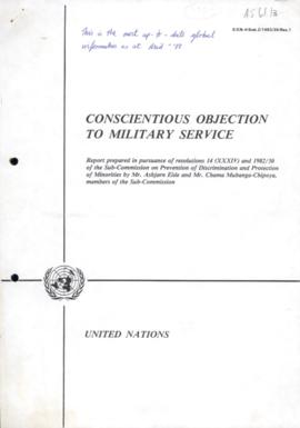 "Conscientious Objection to Military Service" Un Report