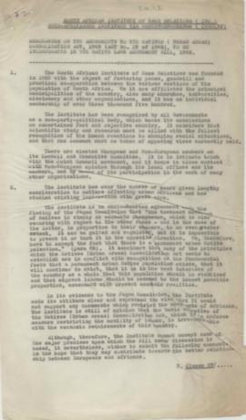 Memorandum on the amendments to the Natives Consolidation Act, 1945, to be incorporated in the Na...