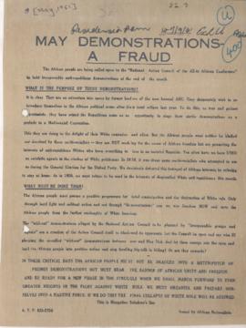Flyer "May demonstrations - a fraud"