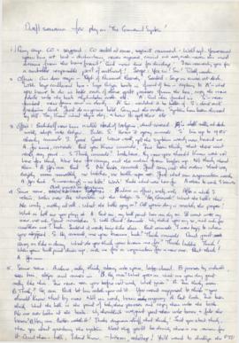 Pages with handwritten notes for a Draft scenario for play on 'the Command system', and for War a...