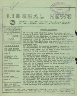 Liberal News: Transvaal division of the Liberal Party, Volume 5, Number 1 - Volume 5, Number 3