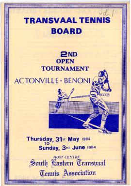 Second Open Tournament organized by the Transvaal Tennis Board, Benoni, 31 May - 3 June 1984