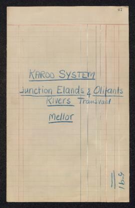 Karroo System -Junction Elands & Olifants Rivers. - Mellor