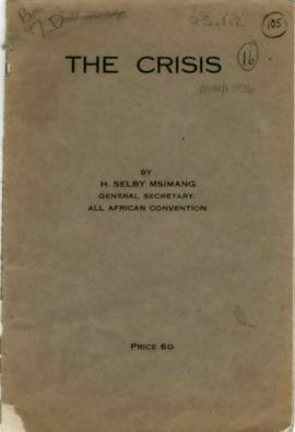 "The Crisis" H. Selby Msimang