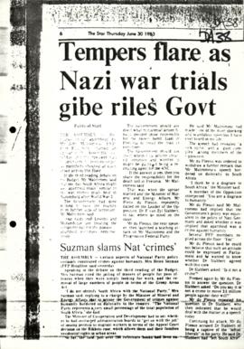 Press Cutting, Star, (30/6/1983) Tempers Flare as Nazi War Trials Gibe Riles Government