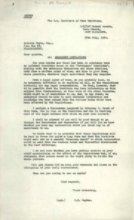 Memorandum by the SAIRR regarding the Emergency Regulations of 1960