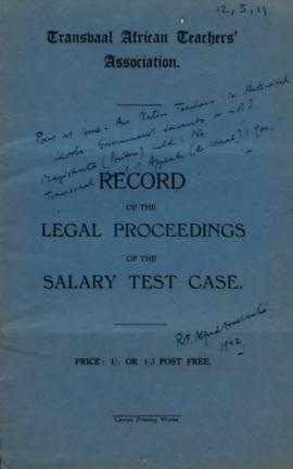 Record Of The Legal Proceedings of the Salary Test Case