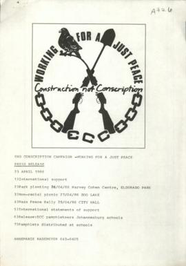 "Construction not conscription" Press release