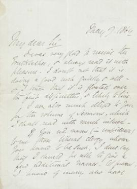Letter, 7 May 1864, Kensington, to "My dear Sir", 2 pages, referring to unnamed "l...