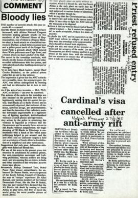 ECC Peace festival July 1985 newspaper reports and clips 